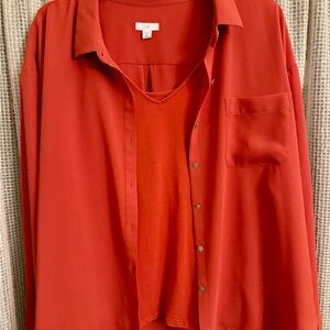 J Jill XL petite 2 piece set including Button-Up Shirt with Tank Top